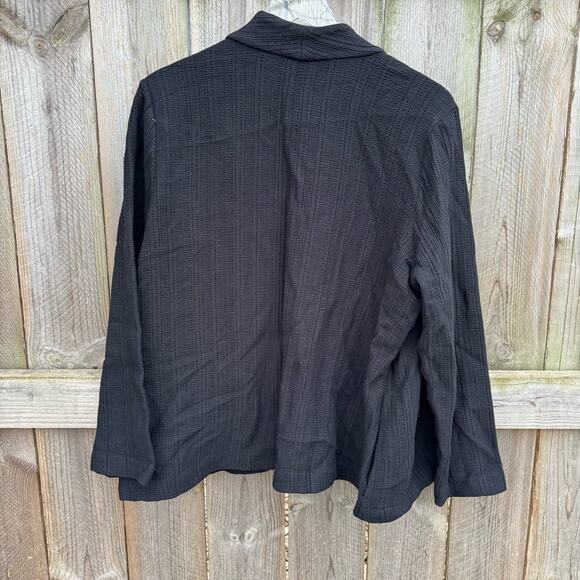Eileen Fisher Cardigan Top Blazer Long Sleeves Waffle Knit  Black XL Capstone - Picture 2 of 7